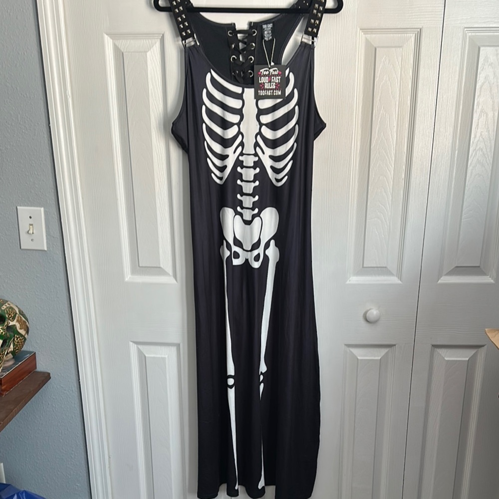 Too Fast Black Skeleton Maxi Dress